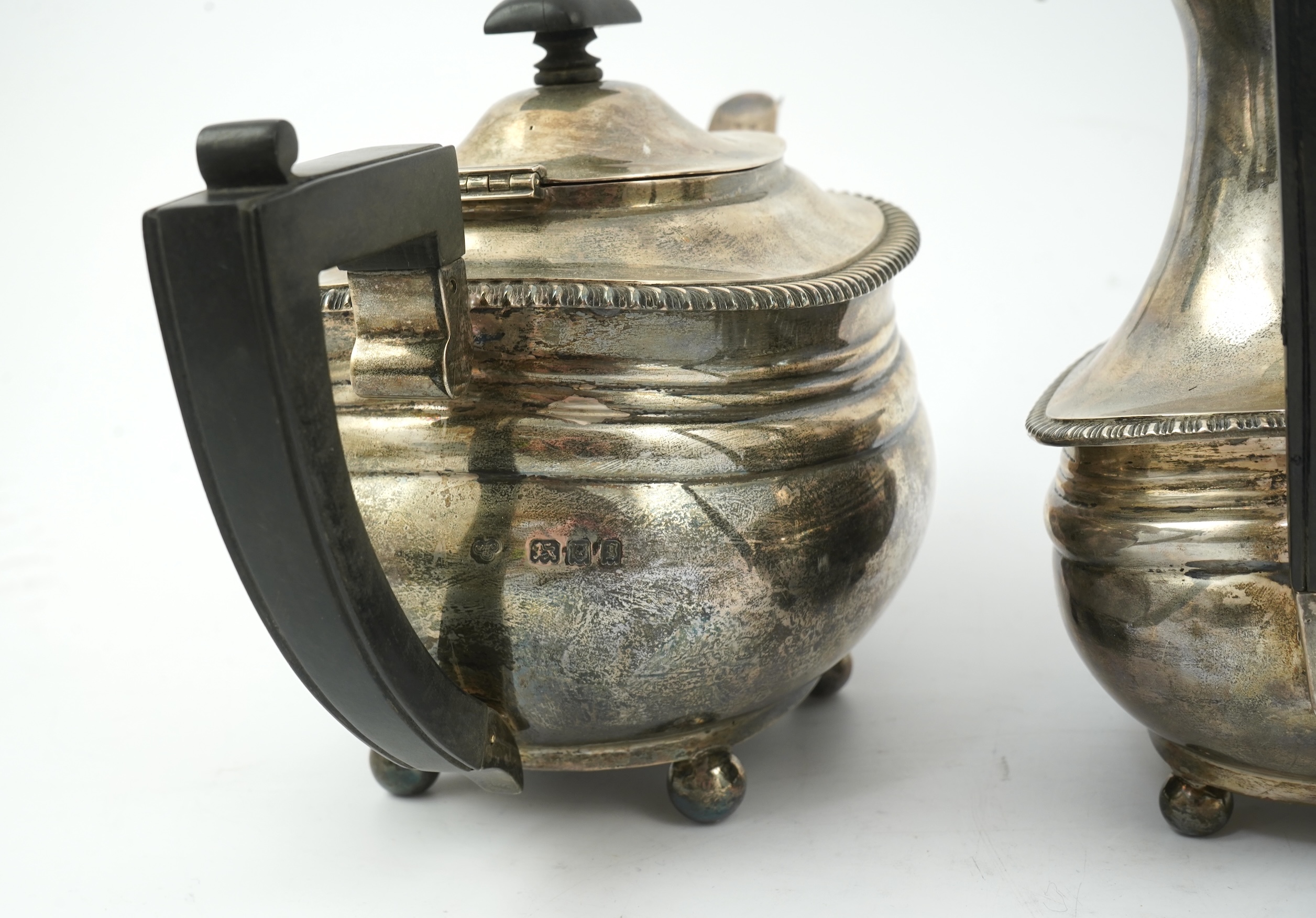 A George V silver four piece tea set, by The Goldsmiths & Silversmiths Co Ltd